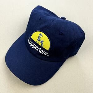 Coppertone Hat Cap Strapback Navy Blue Sunscreen Beach Surf Girl Dog Adjustable